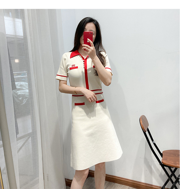 

Authentic sandro new embroidered short sleeve knitted dress2023Newfashion, Ivory