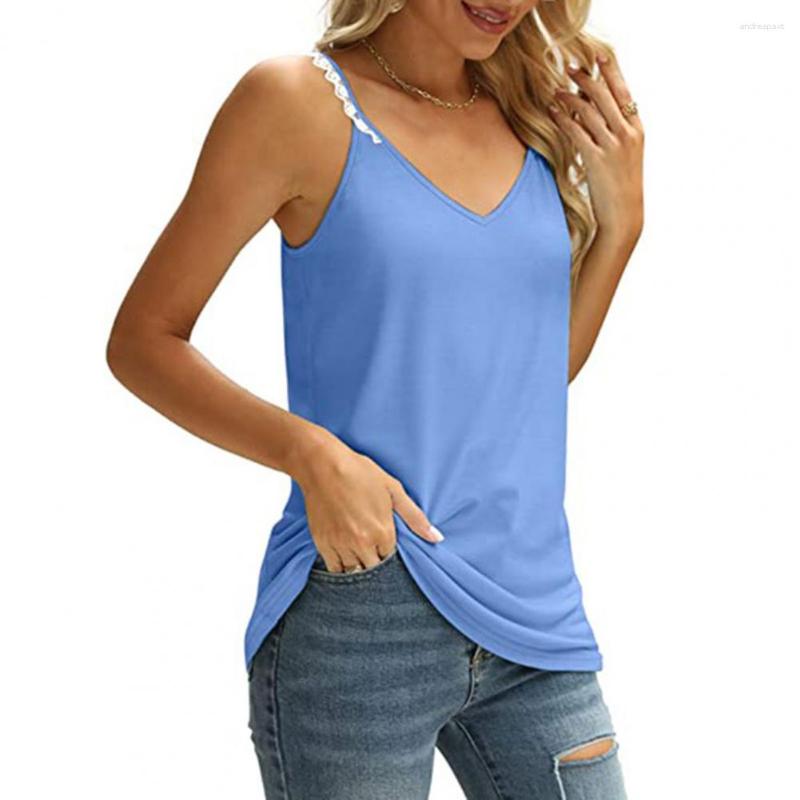 

Women's Blouses Lady T-shirt Solid Color Summer Camisole Colorfast Women Vest, Blue