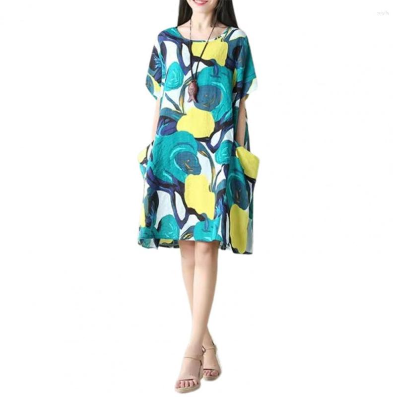 

Casual Dresses Charming T-shirt Dress Breathable Oversized Style Printing Loose Versatile, Blue