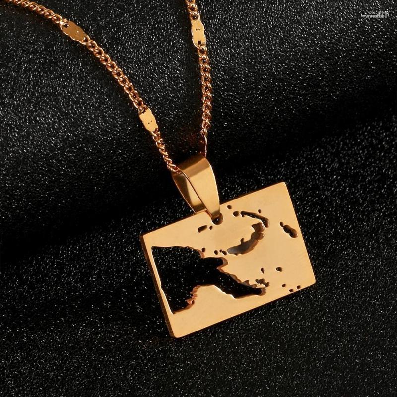 

Pendant Necklaces Stainless Steel Papua Guinea Map Gold Color Maps Jewelry
