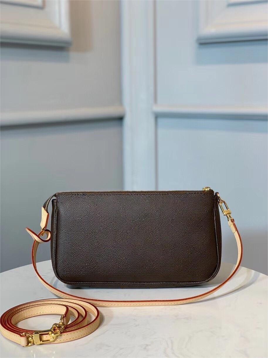 

10A Designers Classic POCHETTE ACCESSOIRES Women Shoulder Bags Crossbody Key Pouch High Qualit Handbag Wallet Purse, Brown grid