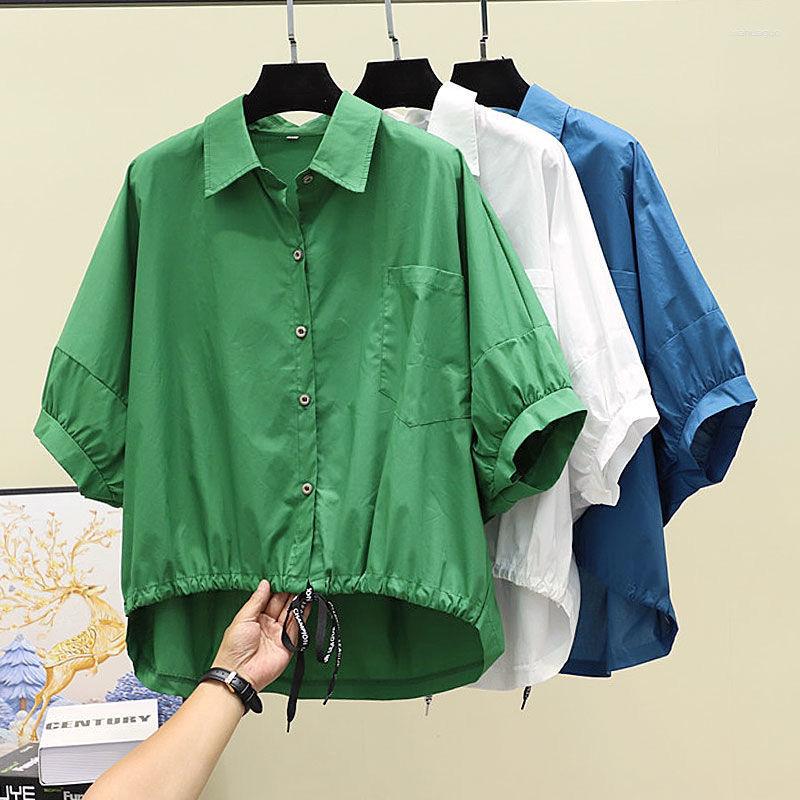 

Women's Blouses Batwing Sleeve Shirt Women Camisas De Mujer Solid Design Korean Fashion Cozy Summer Office Ladies All-match Simple Blouse, Green