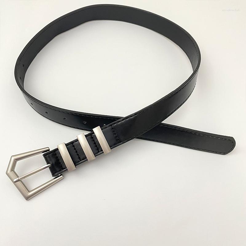 

Belts Fashion Metal Buckle Leather Women's Gothic Jeans Black Waist Belt Adjustable Straps Female Waistband Accessories, Style 02