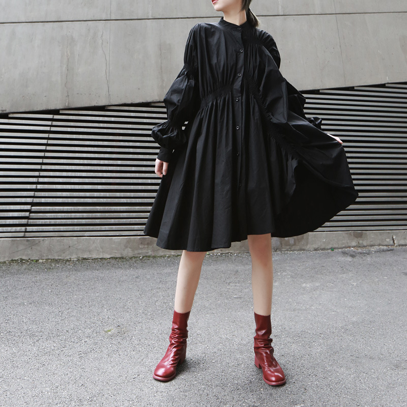 

Fashion Asymmetrical Tops Shirts Women's White Black Long Blouse 2021 Autumn Puff Sleeve Shirt Dress Female Blusas Plus