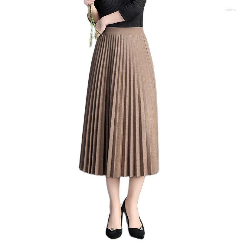 

Skirts 2023 Pleated Skirt Summer Selling Women Solid Color Fashion Ladies' Mid-calf Chiffon, White