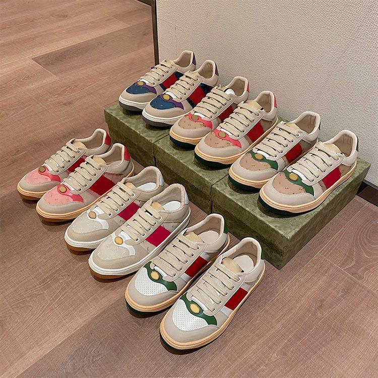 

2023 Canvas Dirty Designer Casual Shoes Screener Sneakers Woman Luxury Classic Rubber Leather Distressed Shoe flat platform Low Men Womens Sneaker