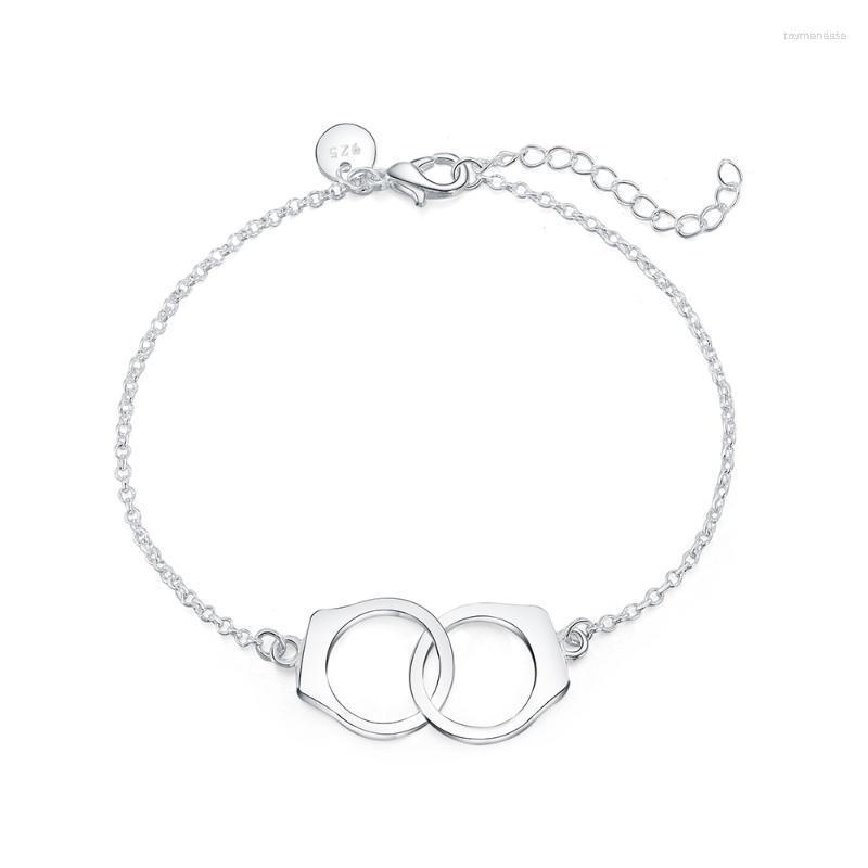 

Link Bracelets Chain 925 Sterling Silver Double Round Circle Bracelet For Women Wedding Engagement Party Jewelry Raym22