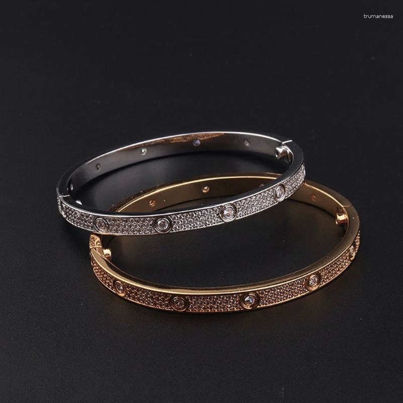 

Bangle Brand Products Screw Fashion Luxury For Women Men Bracelet Zircon Inlaid Gold Party Elegant Style Couple Raym22