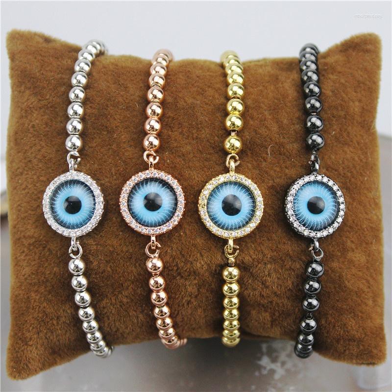 

Link Bracelets 10pcs/lot Design Colorful Round Eye Connector Cz Bracelet Plated Cubic Zircon Component Wholesale
