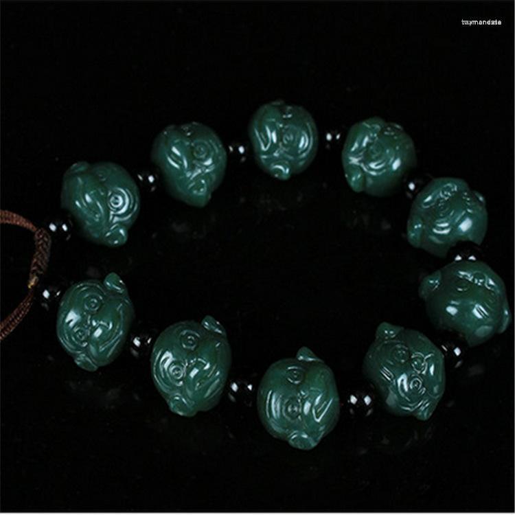 

Strand Beaded Strands Hetian Jade Sapphire Good Time Monkey Head Bracelet Raym22