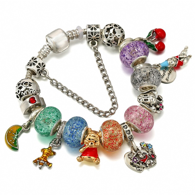 

Fashion Pandora Style Charm Bracelet Women Candy Colour Crystal European Charm Beads Lemon Cherry Dangle Fits Pandora Charm Bracelets Necklace DIY Jewelry