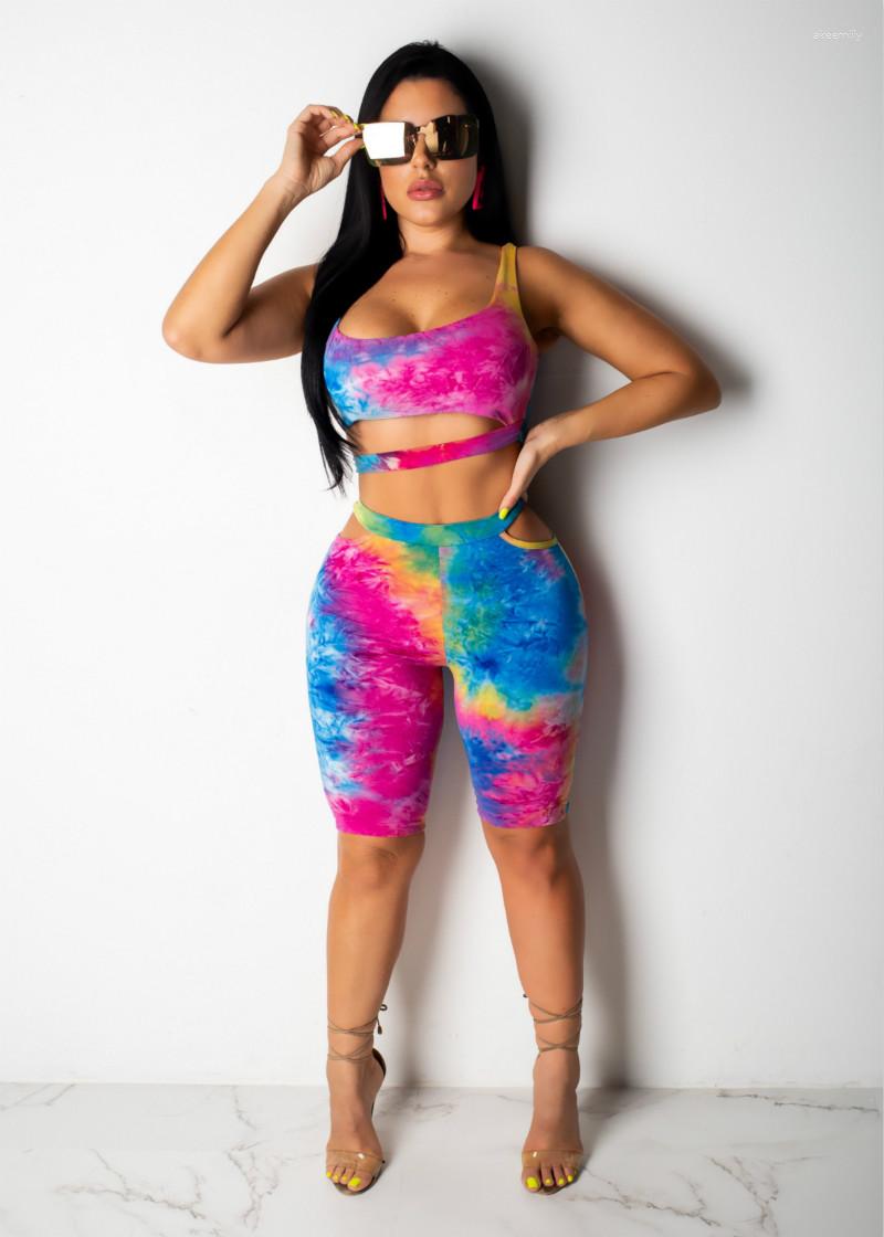 

Women' Tracksuits 2PCs Womens Yoga Sets Casual Sleeveless Skinny Outwear Crop Top Shorts Outfit Sexy Printed Clubwear Beachwear Gym Sport, Orange