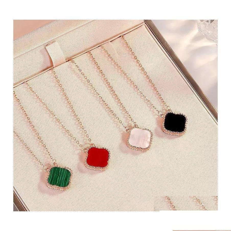 

Pendant Necklaces Necklace Designer Jewelry Four Leaf Clover Rose Gold Sier For Womens Wedding Flower Shape Dhwmf