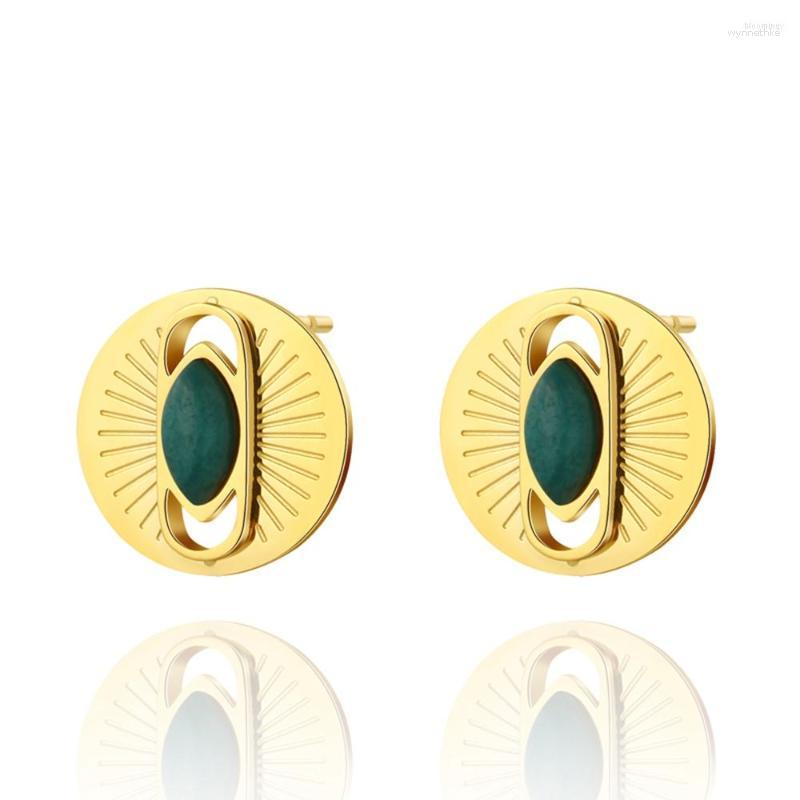 

Stud Earrings WILD & FREE Stainless Steel Round Natural Stone Eye For Women Retro Glamour Gold Color Trendy Jewelry
