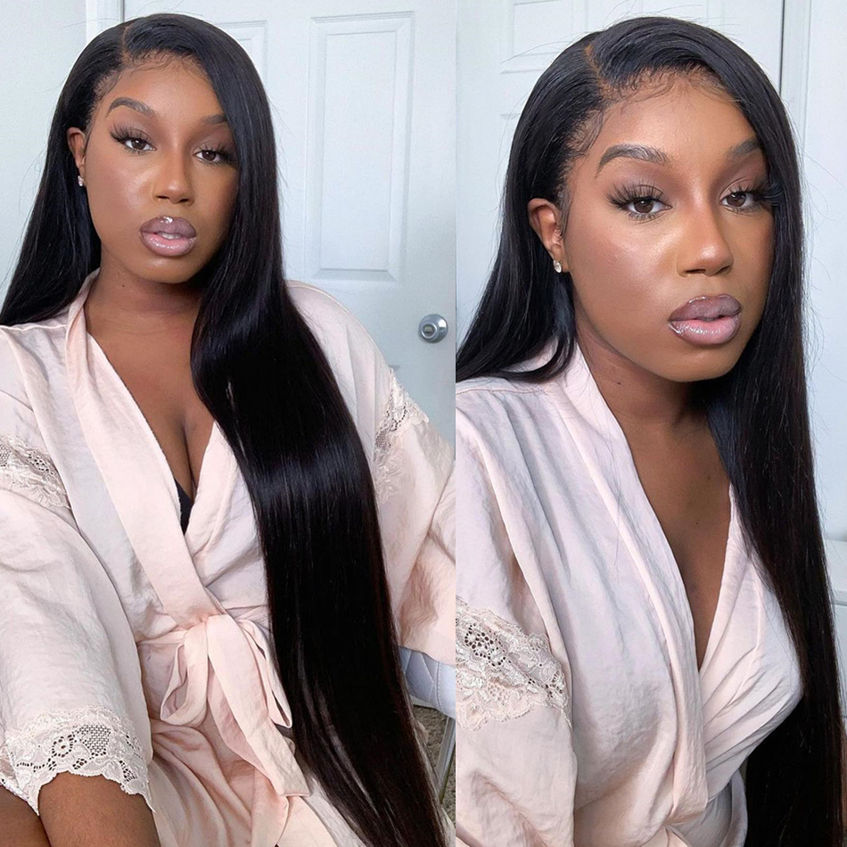 

Fashion New Design 13x4 Straight Lace Front Wigs Human Hair Brazilian 26 Inch Hd Lace Frontal Wig Bone Straight for Women 5x5 Lace Closure Wig, Natural color