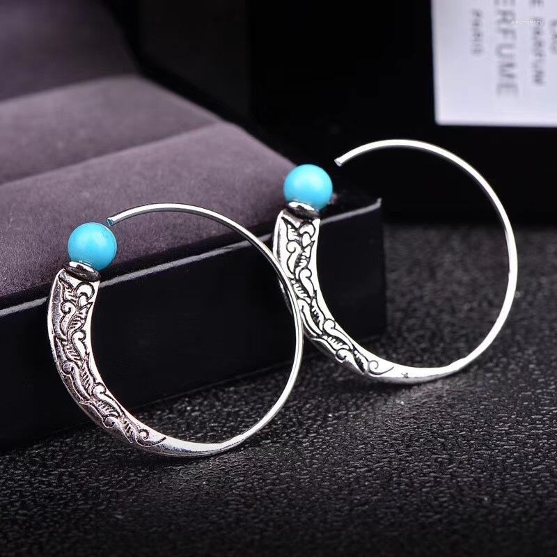 

Stud Earrings 925 Sterling Silver Vintage Jewelry Turquoise Ball For Women Party Wedding Wholesale