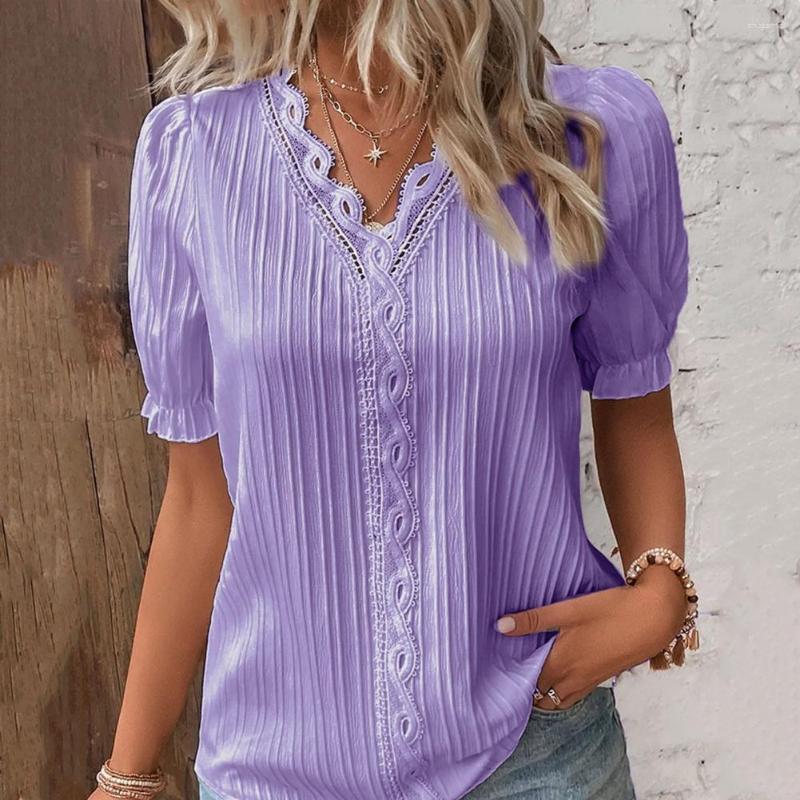

Women's Blouses Lady Blouse Hollow Out Soft Match Pants Pure Color Summer Female Clothes, Black