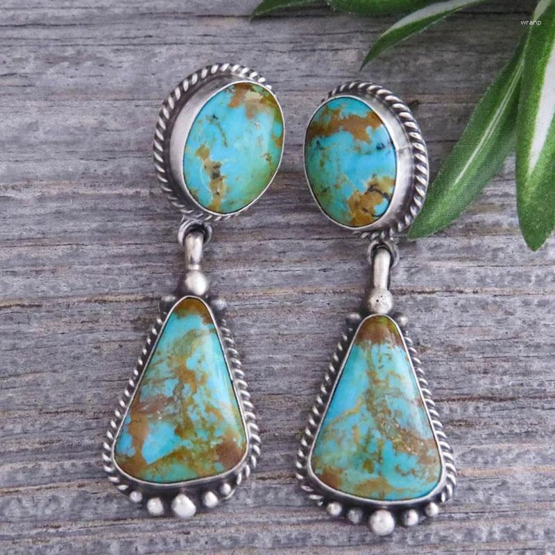 

Dangle Earrings Vintage Waterdrop Shape Green Natural Stone For Women Retro Female Statement Earings Party Jewelry