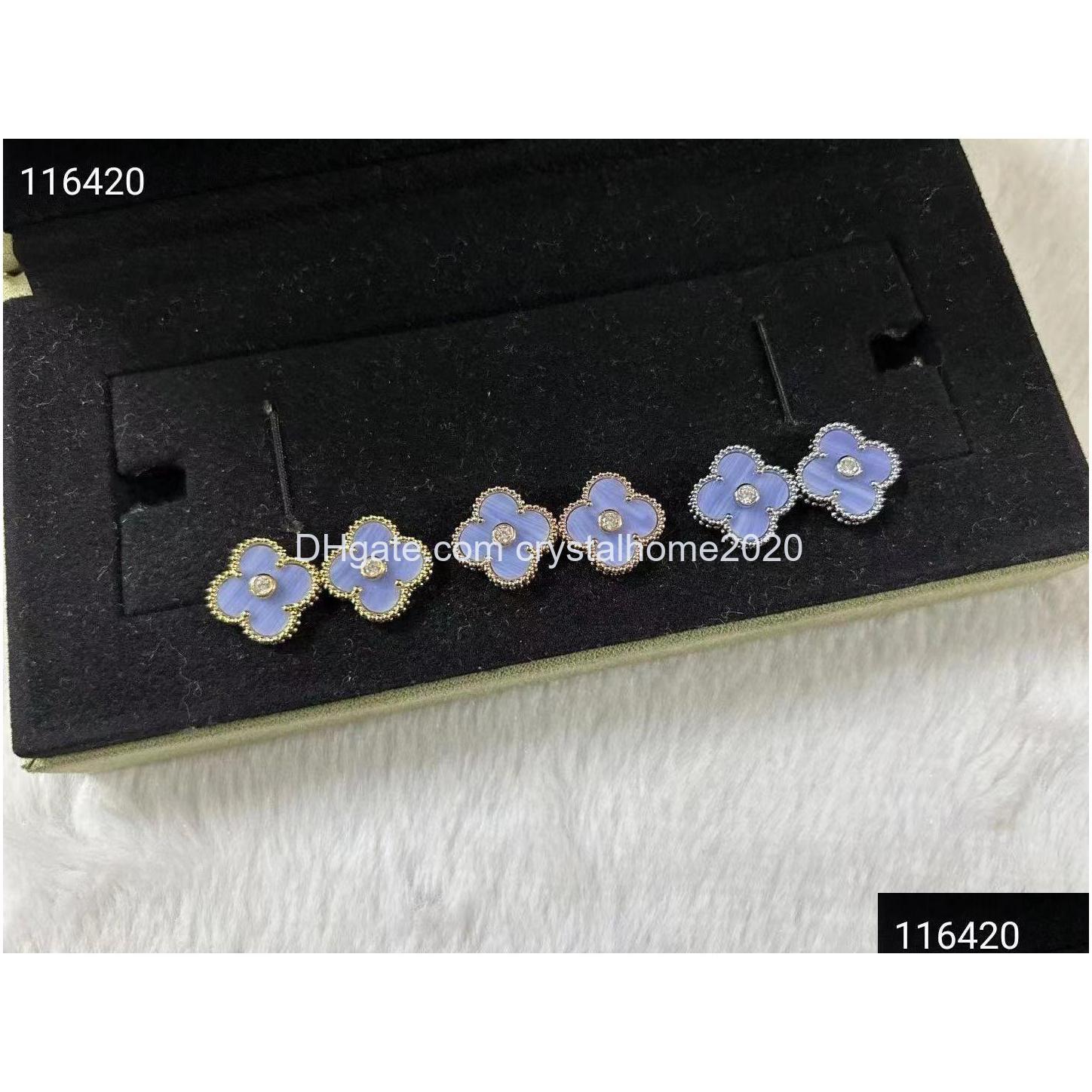 

Stud Stu Luxury Clover Designer Earrings Geometry Rhomb Diamond Blue Stone Earring Earings Earing Ear Rings Jewelry For Women Girl D Dhsm8