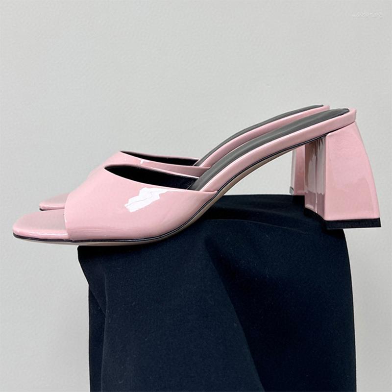 

Slippers 2023 Women's High Heel Summer Square Open Toe T-stage Runway Show Pumps Solid Simplicity Fairy Style Sandals, White