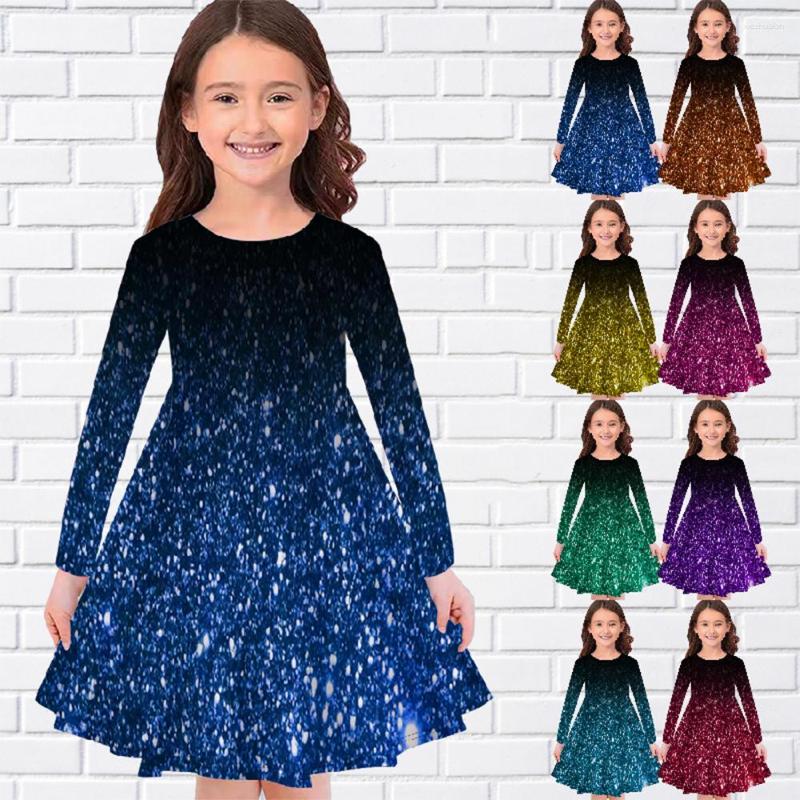 

Girl Dresses Fashion Star Light Printed Summer Children's O-Neck Dress Girls Long Sleeve Loose Knee-length Casual Clothing, F22qz2d231712a