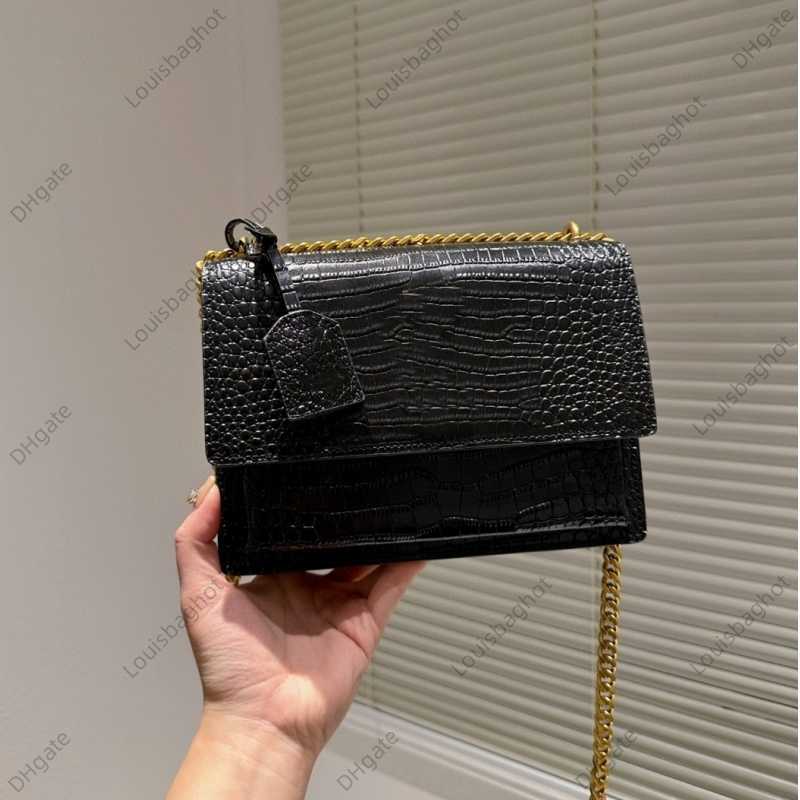 

Bag Fashion Woman Bag Shoulder Bag Handbag Purse Luxurys Tote Bag Black Calfskin Classic Diagonal Stripes Quilted Chains Double Flap Crossbody, 1golden chain