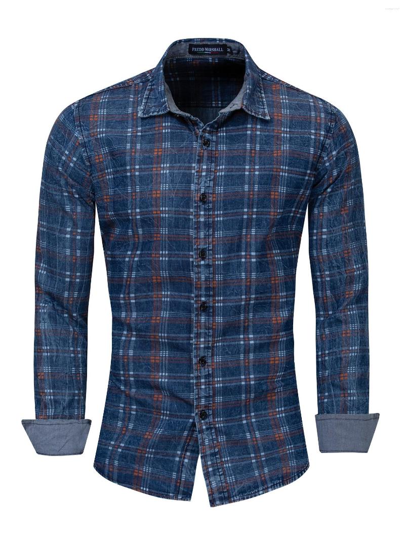 

Men's Casual Shirts  Smaller & Order Up Check Print Denim Button Down Long Sleeve Shirt, Royal blue