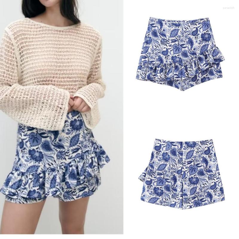 

Skirts COS LRIS 2023 Summer Fashion Women's Holiday Style Printed Layered Decoration High Waist Slim Skirt Pants 1971027, Blue