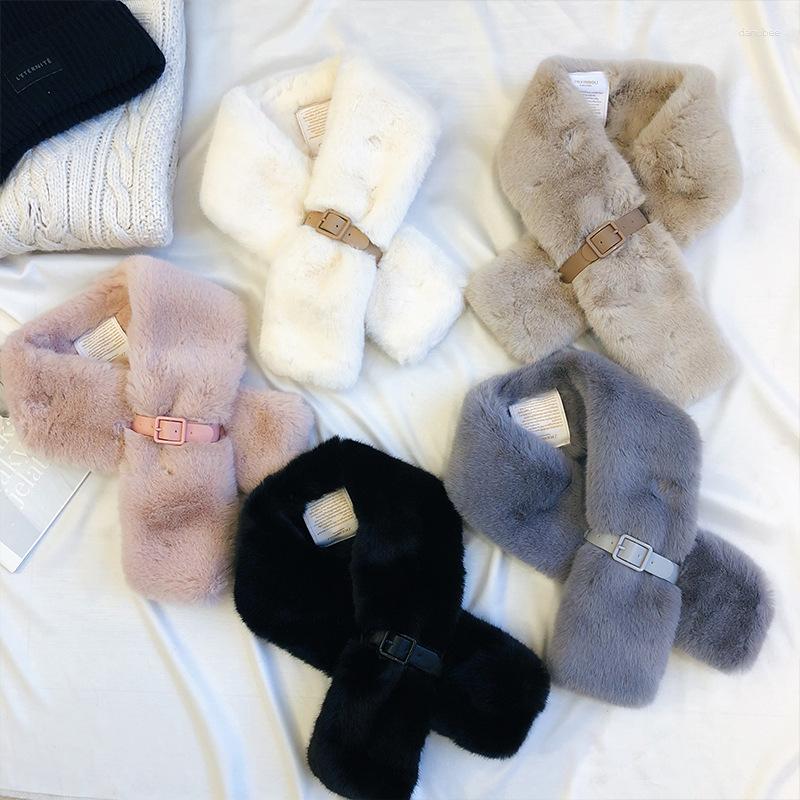 

Scarves Winter Women's Silid Color Plush Scarfs Warm Kept Scarf Lady Soft Fluffy Fur Knitted Muffler Apparel Accessories
