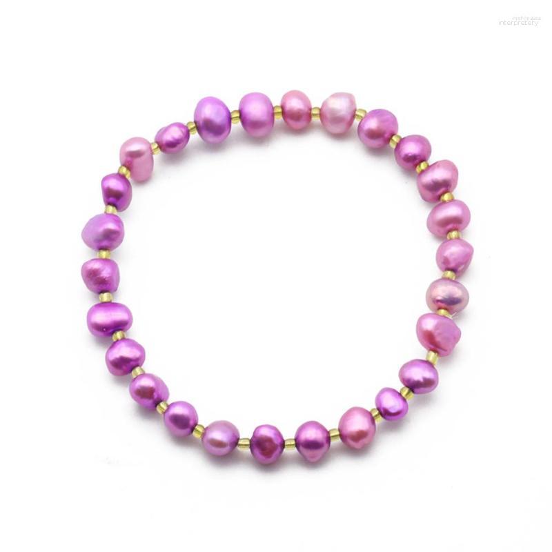 

Strand Natural Freshwater Pearl Elasticity Bracelet 1PC Purple Female Decorations DIY Jewelry Party Live Gift PBS282