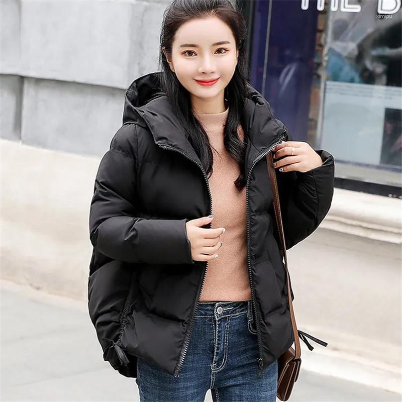 

Women's Trench Coats 2023 Women's Parkas Winter Jacket Fashion Hooded Bread Service Jackets Thick Warm Cotton Padded Parka Female, Black