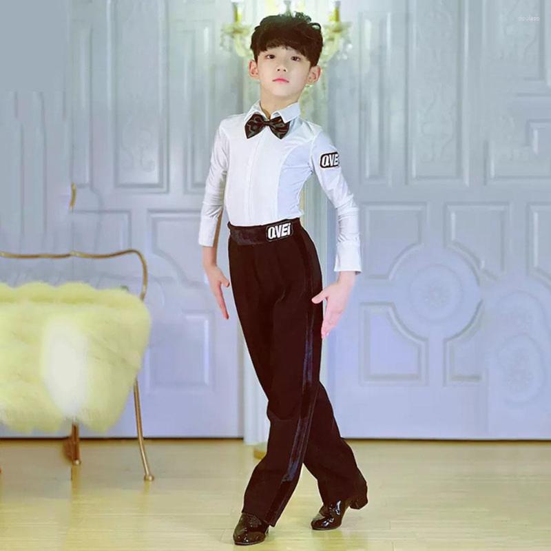 

Stage Wear Bow Tops High Waist Pants Kids Latin Dance Trousers For Boy Cloth Competition Ballroom Dancing Costume NY10 2268 2265, Tops and pants