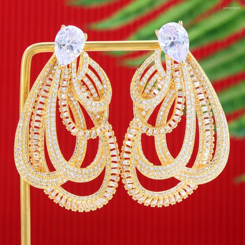 

Dangle Earrings Siscathy Dubai Arabic Luxury Full Micro Cubic Zirconia Big Pendant Drop For Women Fashion Banquet Jewelry