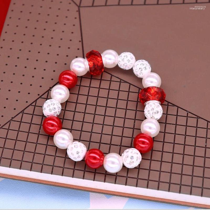 

Bangle Handmade Red White Beads Stretch Bracelets Sorority Club Party Gifts Jewelry