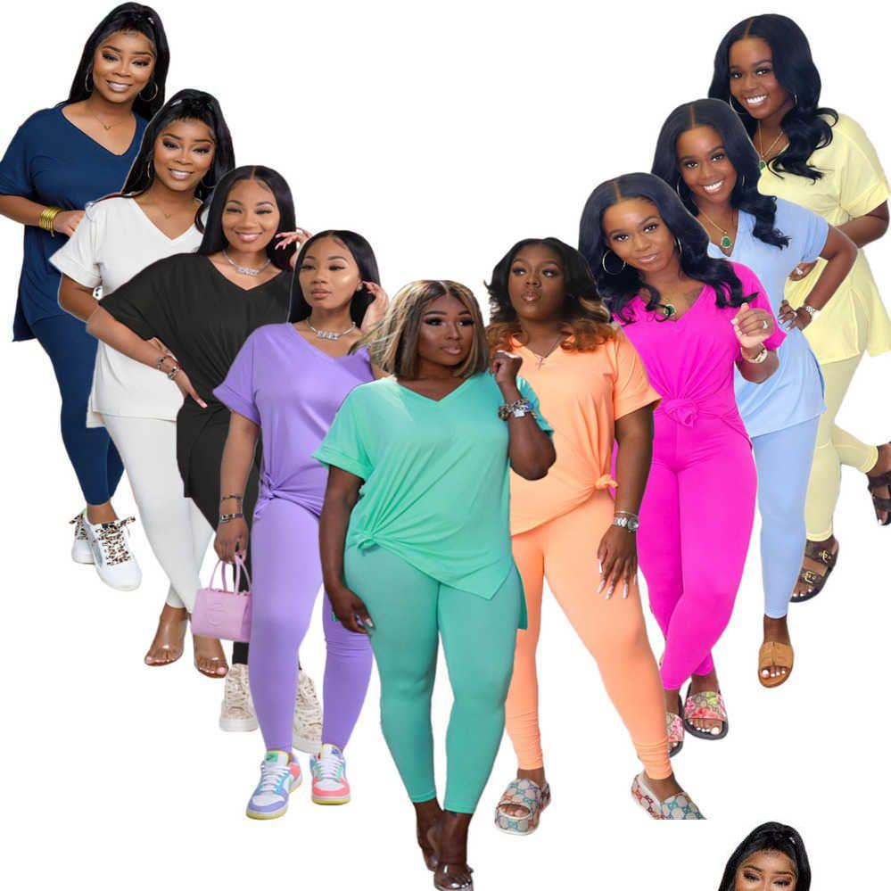 

Women'S Two Piece Pants Womens Spring And Summer Solid Color Short Sleeve Pant Suit Vneck Loose Simple Casual Twopiece Drop Delivery Dhxwg, Milky white