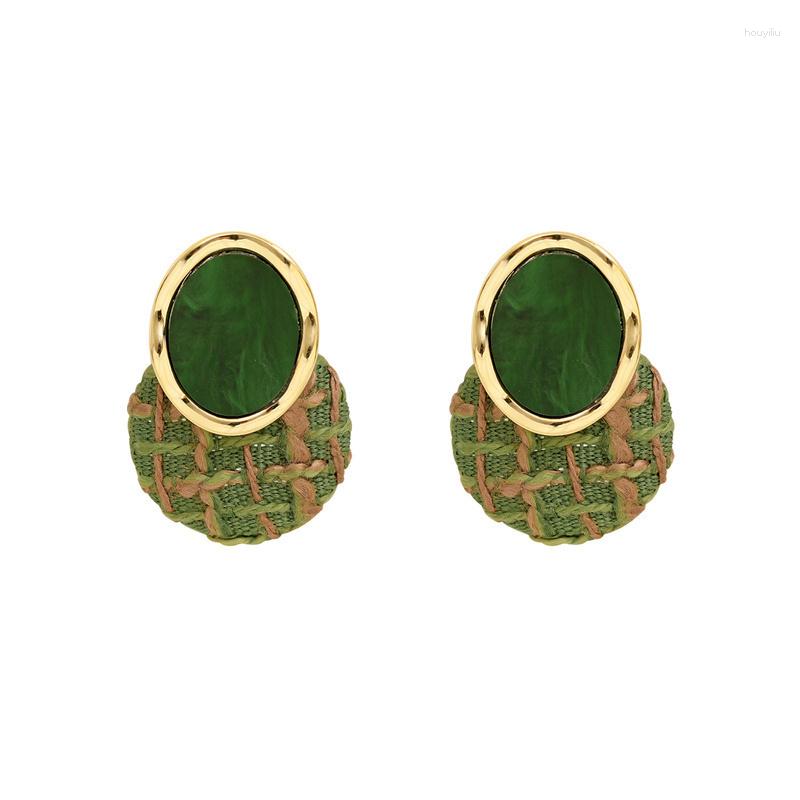 

Stud Earrings Vintage Women's Hoop Large Dangle Pendant Geometric For Women Green Color Christmas Gift 2023 Trend Jewel