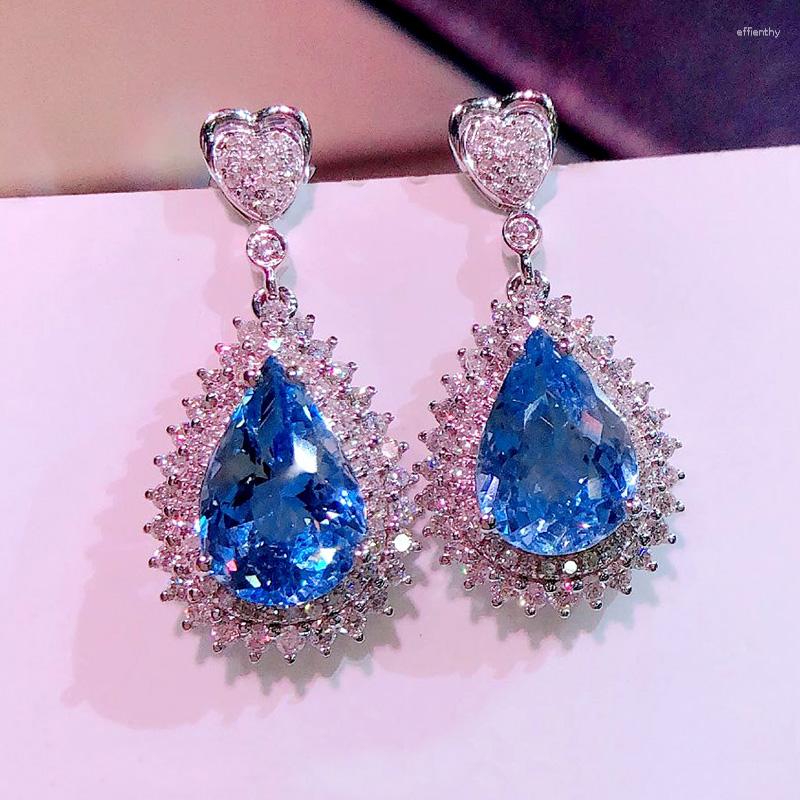 

Dangle Earrings Gorgeous Water Drop Women For Engagement Wedding Party Bright Blue Cubic Zirconia Earring Fashion Jewelry