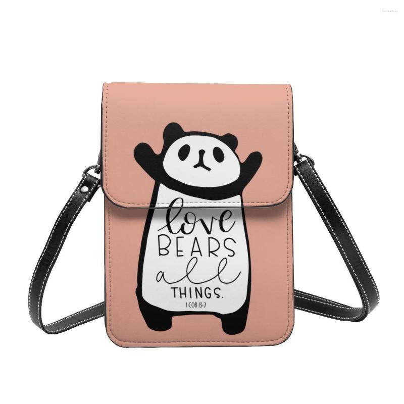 

Evening Bags Panda Love Shoulder Bag Bear All Things Gift Funny Mobile Phone Leather Streetwear Woman