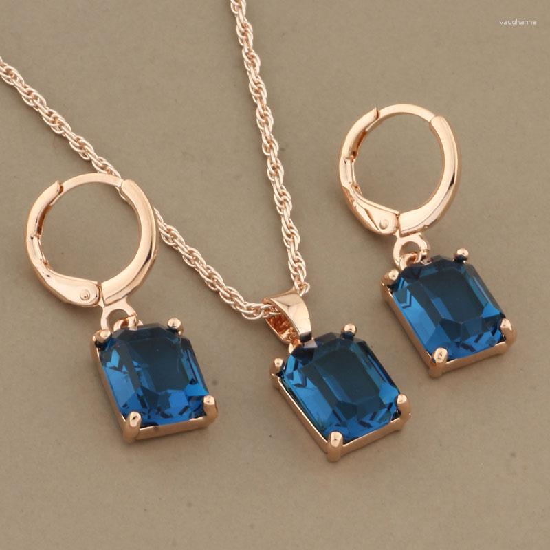 

Necklace Earrings Set Korean Fashion Jewelry 585 Rose Gold Color Sets For Women Vintage Wedding Party Gift, Picture shown