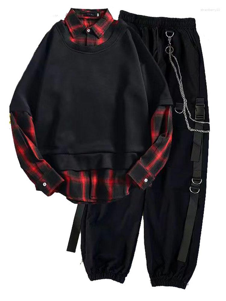 

Women's Two Piece Pants Loose Two-piece Plaid Blose Chain Cargo Spring Autumn Set For Women Handsome Cool Hip Hop, Cargo pants