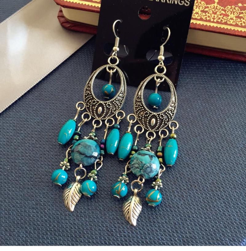

Stud Earrings Old-timey Ethnic White-earring Goddess Face-slimming Tzitzit Long