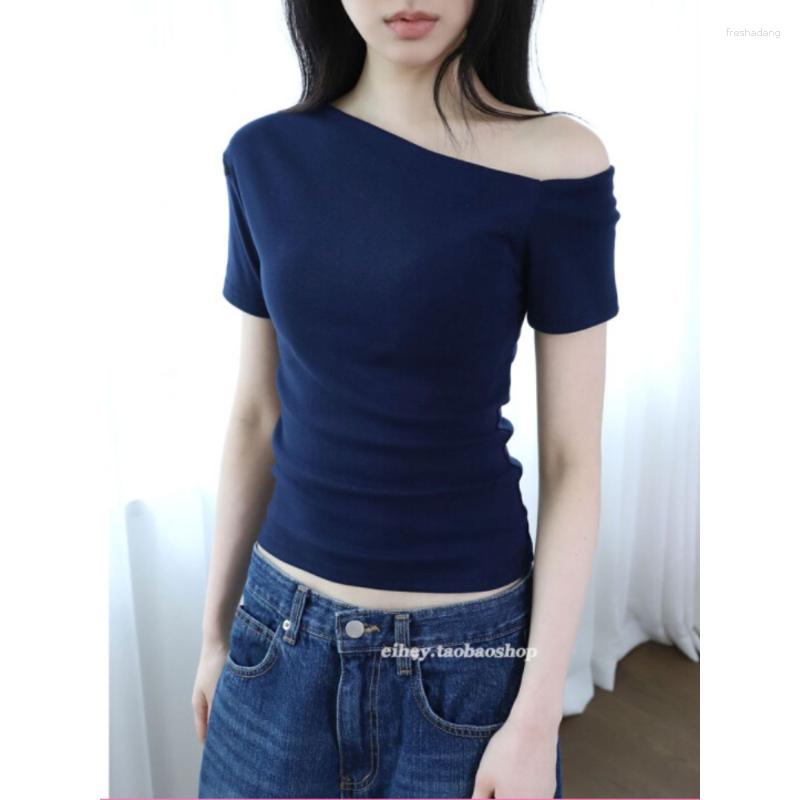 

Women's T Shirts 2023 Summer For Women Crop Tops Vintage Korean Retro High Street Irregular T-Shirt Streetwear Tee Shirt, Black