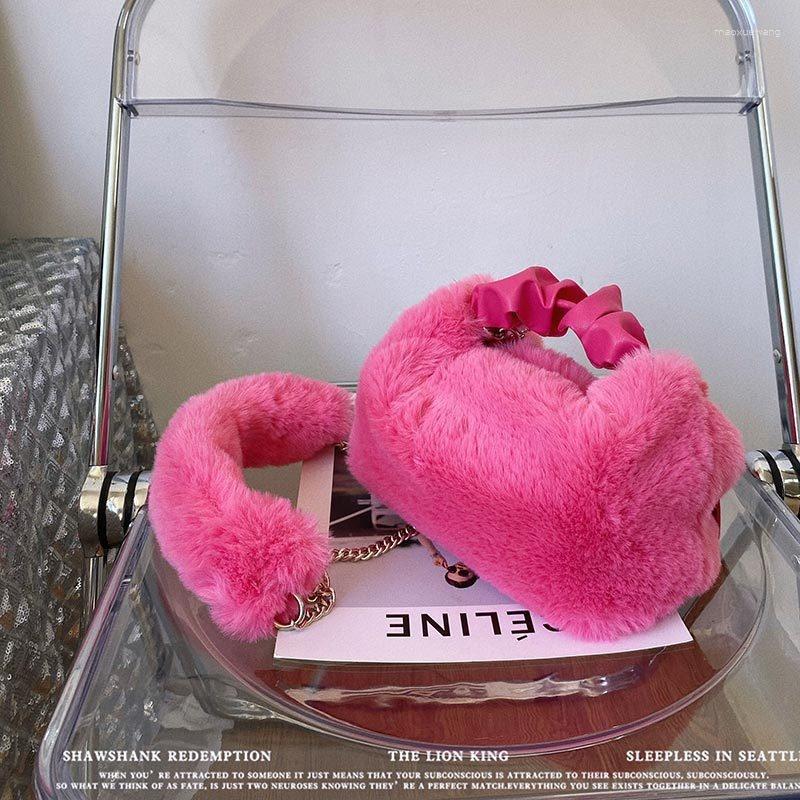 

Evening Bags Simple Women Soft Plush Shoulder Female 2023 Autumn Winter Hand Bag Travel Warm Fluffy Tote Shopping, Black