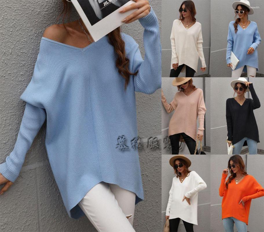 

Women' Sweaters Solid Color V-neck Women Autumn Winter Knitted Casual Pullovers Korean Style Sweater Slim-fit Pullover Knitwear, Black