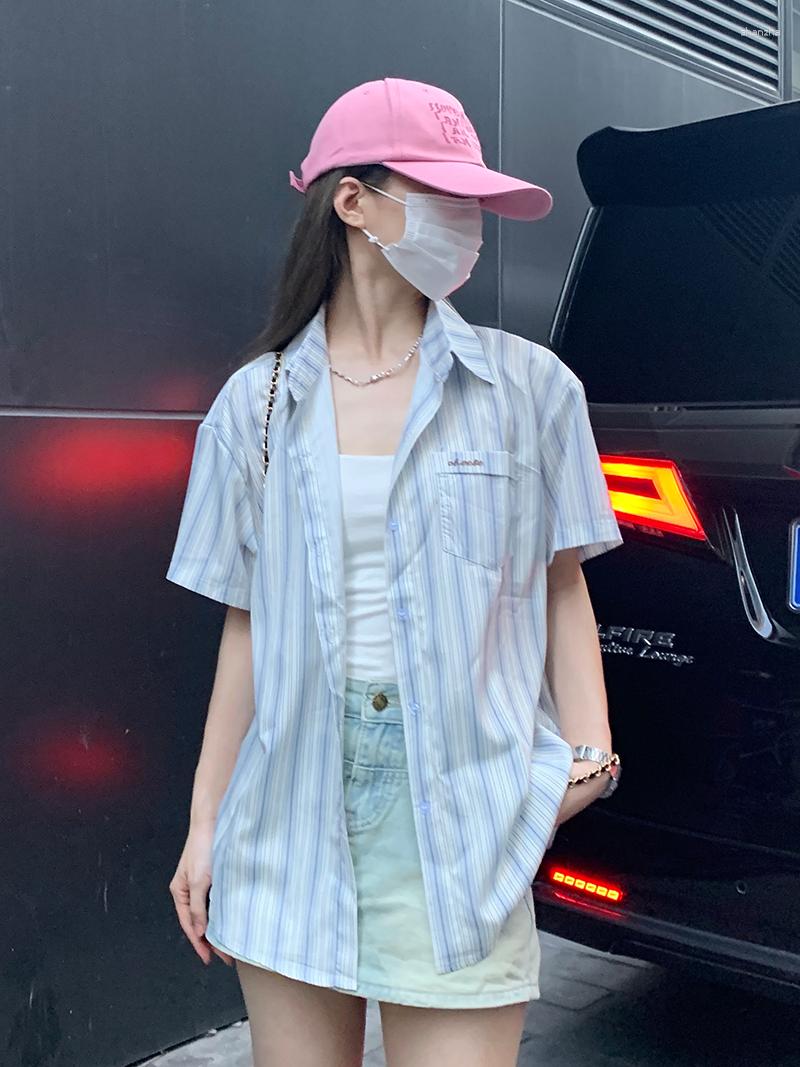 

Women's Blouses Camisas E Blusas Casual For Summer Women Fashion 2023 With Pocket Mujer Loose Style Womens Tops And, Blue