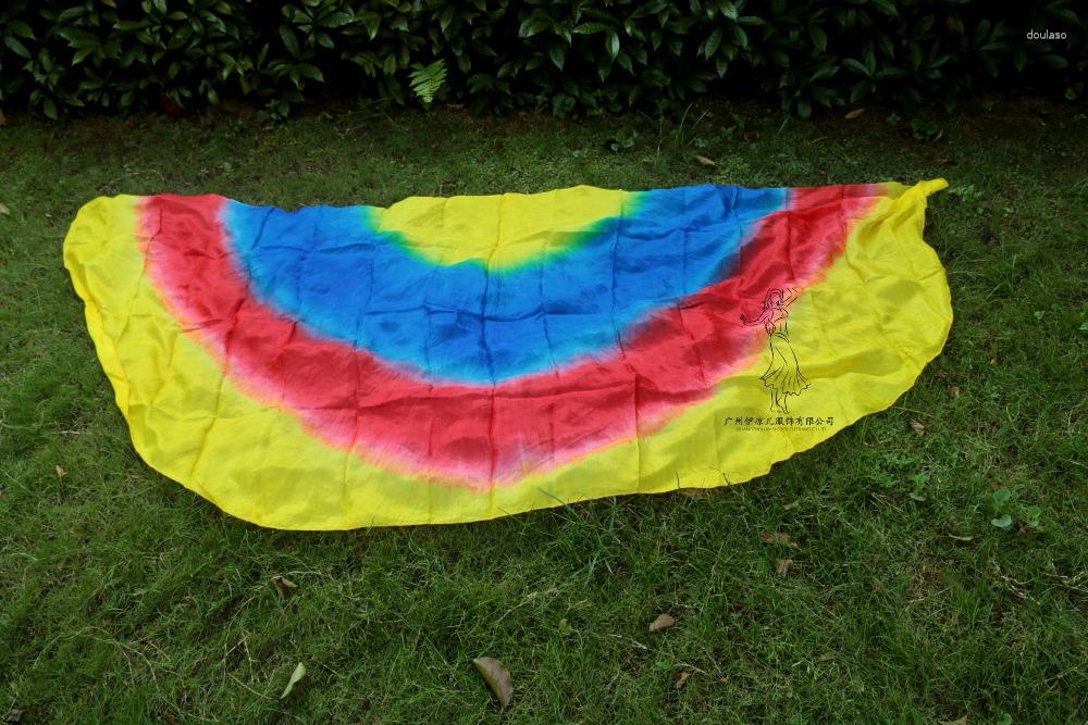 

Stage Wear 2023 Design Real Silk Belly Dance Veil Veils Semicercle Wholesale 250 114cmYellow Blue Red Yellow, Picture shown