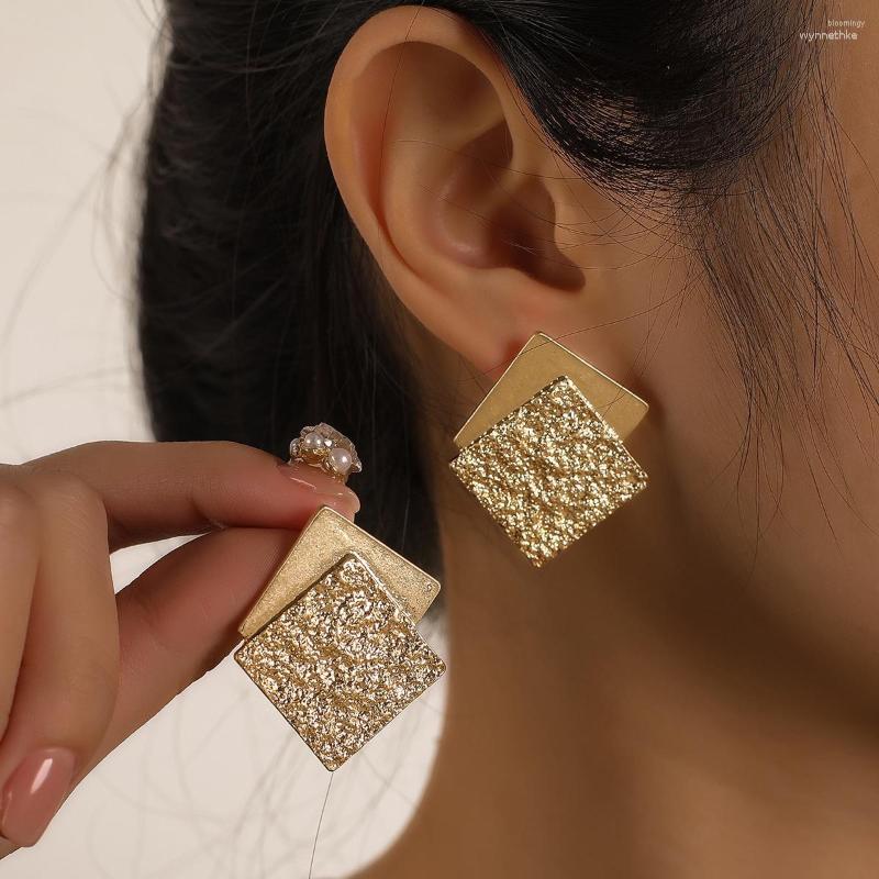

Stud Earrings 2023 Big Square Metal Earring For Girl