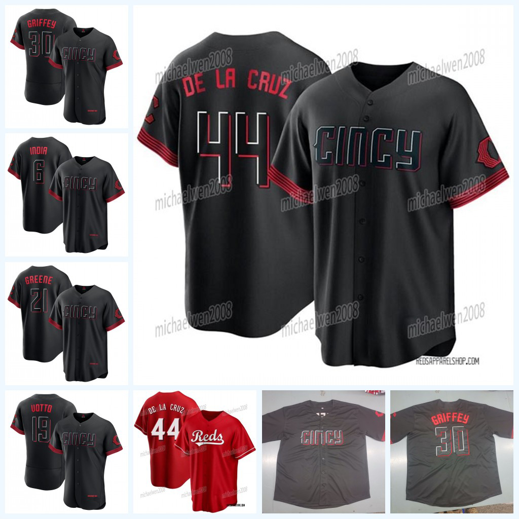 

Cincinnati Elly De La Cruz Reds Jersey Hunter Greene Joey Votto Nick Senzel Curt Casali Tyler Stephenson Jonathan India Fernando Cruz Graham Ashcraft Griffey Jersey, White(champions patch)