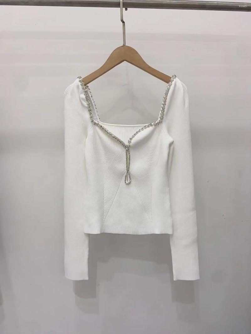 

Women' Sweaters Women Sweater 2023 Autumn/winter Long-sleeved Rhinestone Knit Pullover, Black