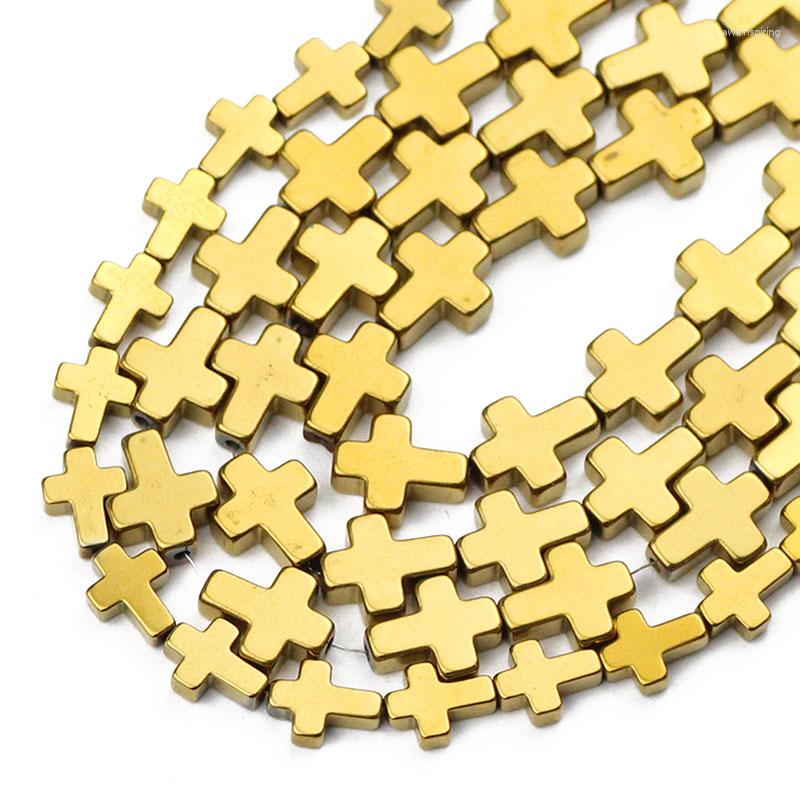 

Beads Cross Jesus Gold Hematite Natural Stone Loose Spacer For Jewelry Making Diy Bracelet Necklace Accessories 4x6/6x8/8x10MM